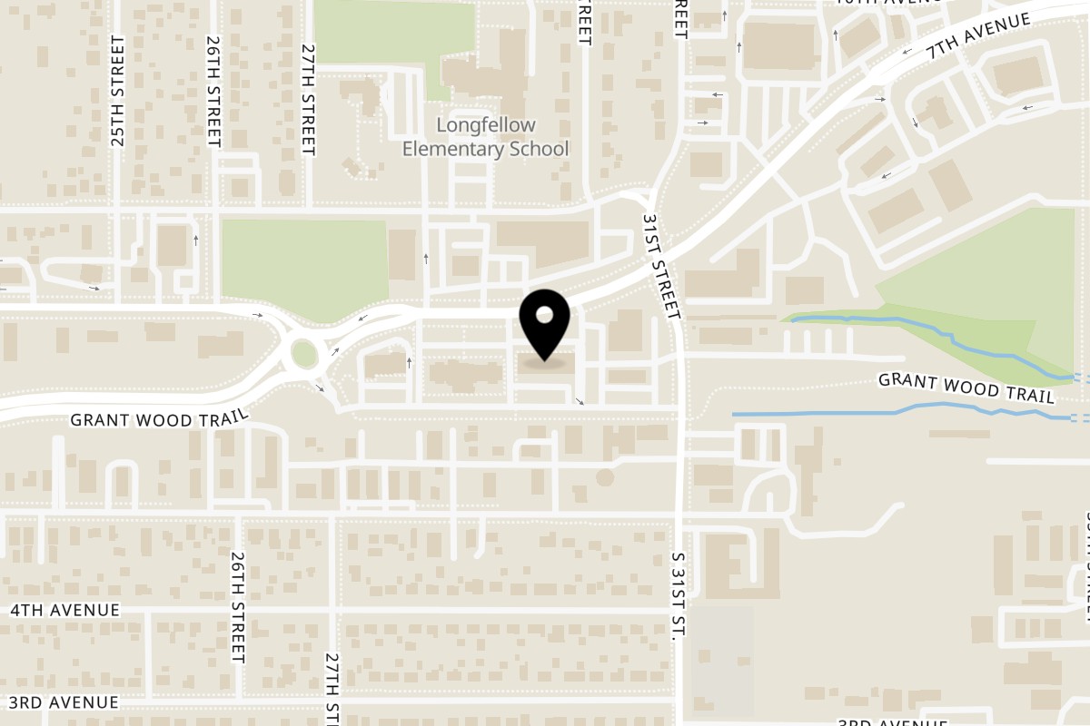 Map showing the location of Ohana Poke Shop on 2931 7th Ave in Marion